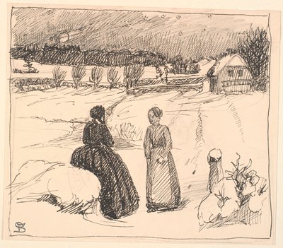 Out in the Snow Sat a Woman in Long Black Clothes... by Fritz Syberg