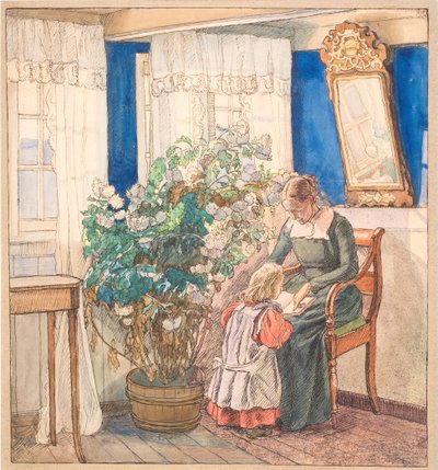 Mother and Child Looking at Pictures (Anna and Hans Syberg) by Fritz Syberg