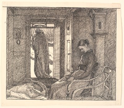 And the Mother Looked Down into Her Lap, and the Tears Ran Over Her Cheeks... by Fritz Syberg