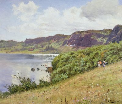 Two Ladies Walking in the Norwegian Countryside by Frits Thaulow