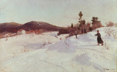 Winter with Skier by Fritz Thaulow