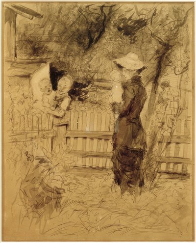 Women with Children in the Garden by Fritz von Uhde