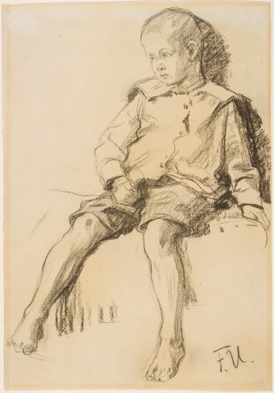 Seated Boy with Bare Legs by Fritz von Uhde