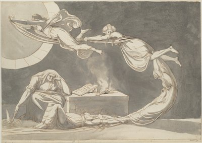 Conjuration scene with a witch at the altar by Füssli