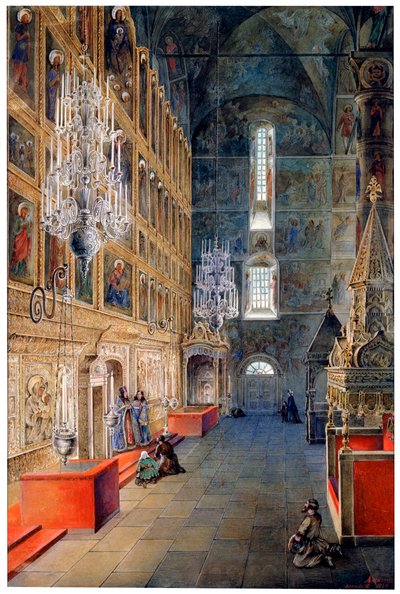Interior in the Assumption Cathedral in the Moscow Kremlin by Fyodor Yakovlevich Alexeev