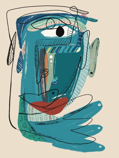 Abstract Blue Face by GIovanna Gil Alves
