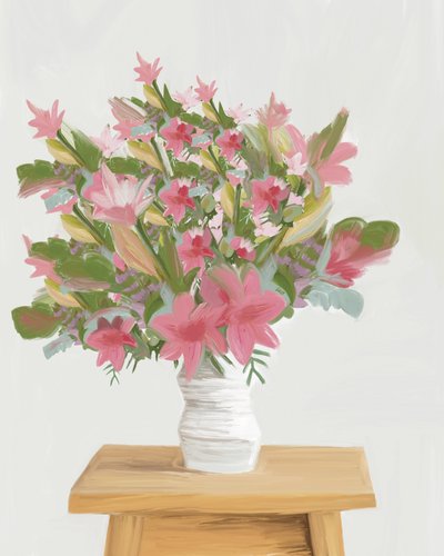 Painterly Pink Flowers by GIovanna Gil Alves