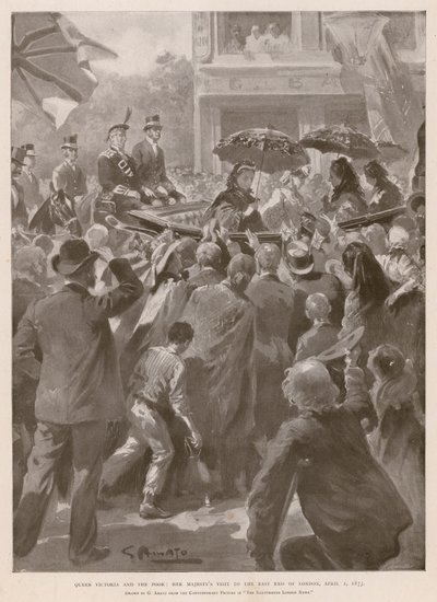 Queen Victoria and the poor: the Queen visiting the East End of London, 2 April 1873 by G.S. (after) Amato