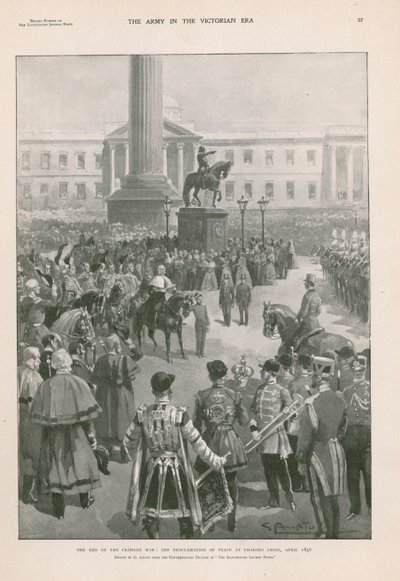 The end of the Crimean War: proclamation of peace at Charing Cross, London, April 1856 by G.S. (after) Amato