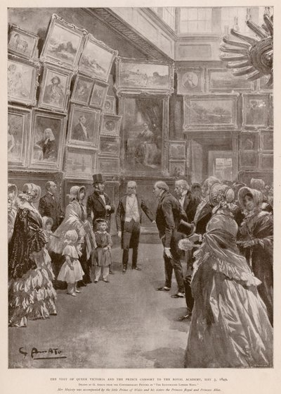 Visit of Queen Victoria and Albert, Prince Consort to the Royal Academy, London, 3 May 1849 by G.S. (after) Amato