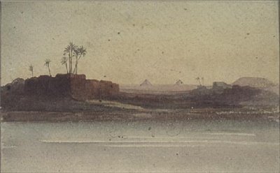 First View of the Pyramids from the Nile near Cairo by G.S. Cautley