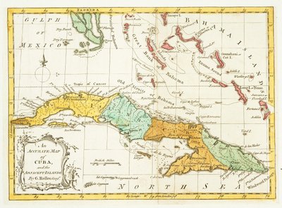 An Accurate Map of Cuba and the Adjacent Islands, c. 1762 by G Rollos