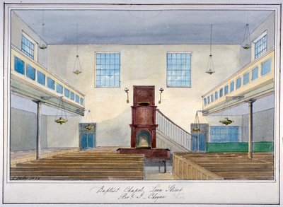 Interior View of Lion Street Baptist Chapel, off New Kent Road, Southwark, London by G Yates