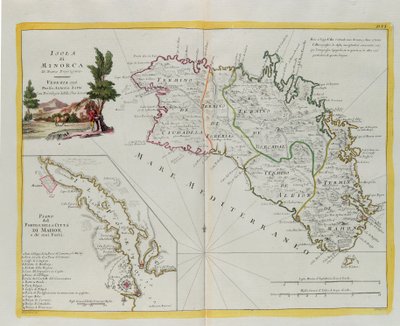 Island of Minorca and the Plan of the Port and the City of Mahon and Its Forts, Engraving by G. Zuliani from the Newest Atlas by G. Zuliani