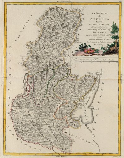 Land Area of the State of the Veneto: Brescia, Engraving by G. Zuliani from the Newest Atlas by G. Zuliani