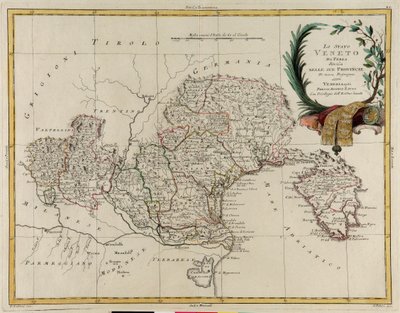 Land Area of the State of the Veneto, Divided into Its Provinces, Engraving by G. Zuliani from the Newest Atlas by G. Zuliani