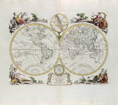 World Map and a general description of the globe, engraving by G. Zuliani taken from Tome I of the Newest Atlas published in Venice in 1774 by Antonio Zatta by G. Zuliani