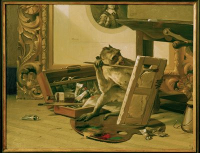 Critic, Painting by Gabriel von Max by Gabriel Cornelius Ritter von Max