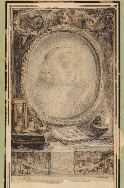 Allegorical Frame with a Bat by Gabriel Jacques de Saint Aubin