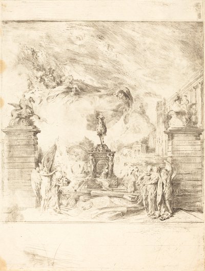 Allegory on the Establishment of a Statue of Louis XV by Gabriel Jacques de Saint Aubin