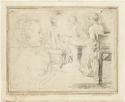 Four Views of a Young Woman by Gabriel Jacques de Saint Aubin