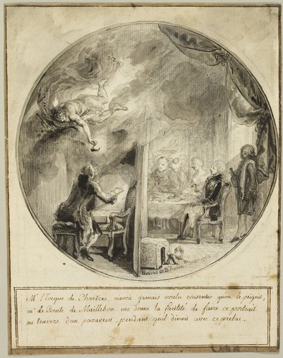 Gabriel de Saint-Aubin Executing the Portrait of the Bishop of Chartres by Gabriel Jacques de Saint Aubin