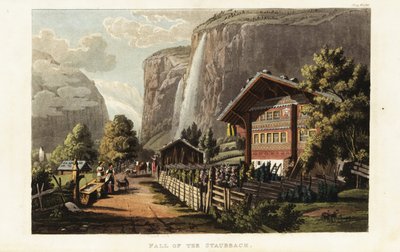 View of the Staubbach Fall, a waterfall in Switzerland, located just west above Lauterbrunnen in the Bernese Highlands by Gabriel Ludwig (after) Lory