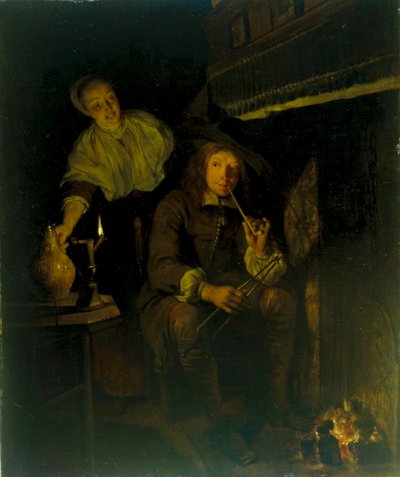 The Smoker at the Fireside by Gabriel Metsu
