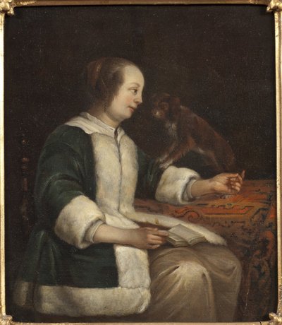 Portrait of a Lady with a Dog by Gabriel Metsu