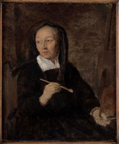 Portrait of a Woman Artist at her Easel by Gabriel Metsu