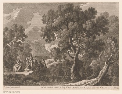 Landscape with Christ Preaching to a Small Group of People (series title: Landscapes with Scenes from the Life of Christ) by Gabriel Perelle