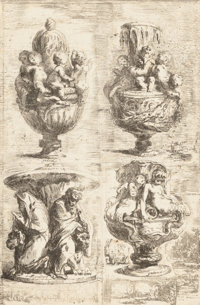 The Four Vases by Gabriel de Saint Aubin