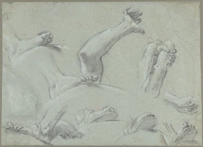 Sketch Sheet with Studies of Feet, Hands, and an Arm by Gaetano Gandolfi