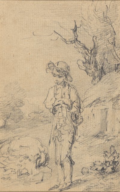 Boy standing by a cottage by Gainsborough Dupont