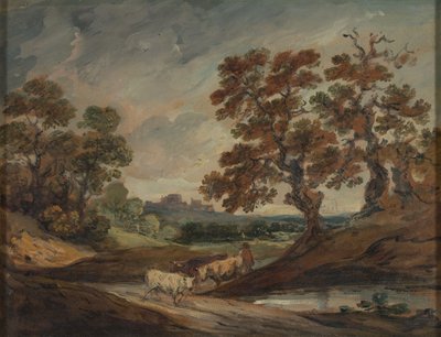 Landscape: Three Cows in the Center Foreground by Gainsborough Dupont