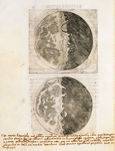 Starry Messenger with drawings of the phases and surface of the Moon by Galileo Galilei