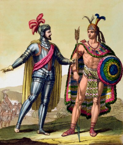 The Encounter between Hernando Cortes and Montezuma II, Mexico, 1519 c1820-1839 by Gallo Gallina