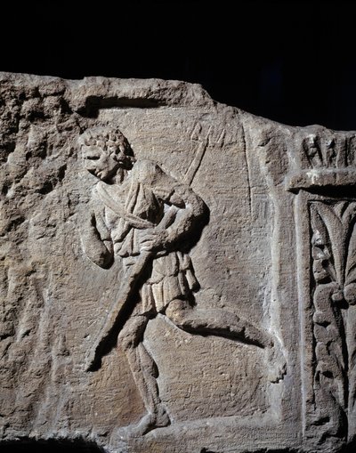 Gallo-Roman art: stele representing a gladiator by Gallo Roman