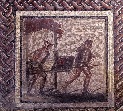 Mosaic Paving Representing a Rustic Calendar: Manure Transport Scene by Gallo Roman