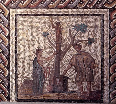 Gallo Roman Art: Mosaic Paving Representing a Rustic Calendar, Sacrifice Scene in Ceres and Apollo by Gallo Roman