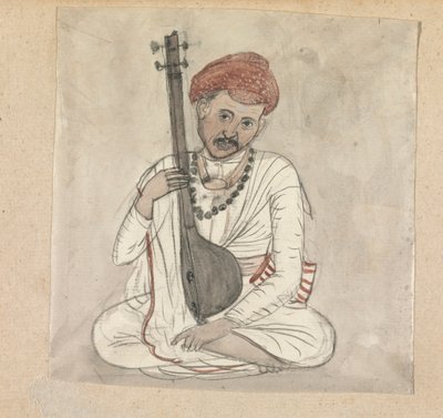 Man with a Stringed Instrument by Gangaram Chintaman Tambat
