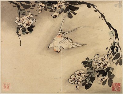 Flower-and-Bird Finger Painting from an Album of Ten Leaves by Gao Qipei
