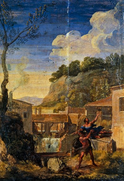 Countryside with Hercules and Antaeus by Gaspard Poussin (school of) Dughet