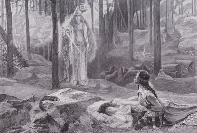 The Revelation (Brunnhilde discovering Sieglinde and Siegmund) by Gaston Bussiere
