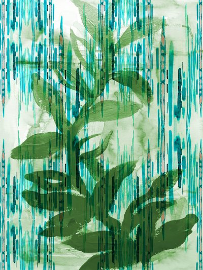 Botanical Teal Stripes by Gemma Bardot