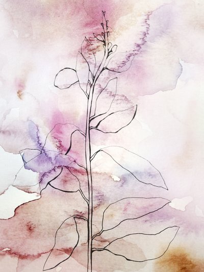 Pink Watercolor Botanical by Gemma Bardot