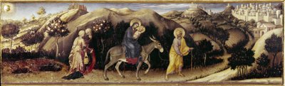 Altarpiece of Adoration of the Magi: Flight to Egypt - central panel by Gentile da Fabriano
