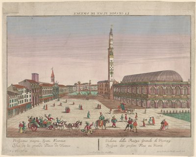 View of the Piazza dei Signori of Vicenza with Horse-Drawn Carriages and Figures... by Georg Balthasar Probst