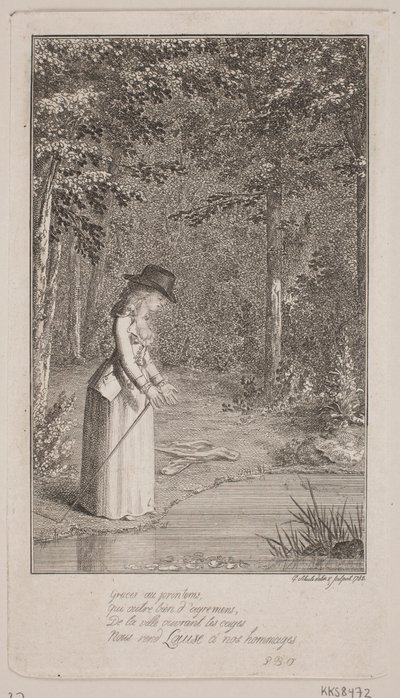 A Young Lady Standing in a Forest by the Water