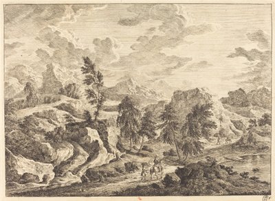 Landscape with the Rising Sun and a Rider with Attendant by Georg Eisenmann